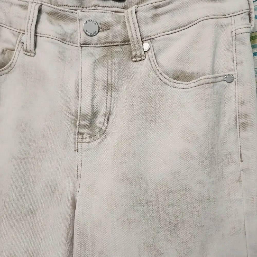 Liverpool Hannah Cropped Jeans High Waist Tie Dye  Raw Hem Size 2/26